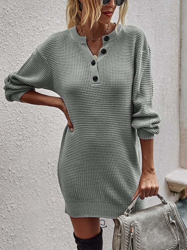 Bellevoga Button Knitted Dress