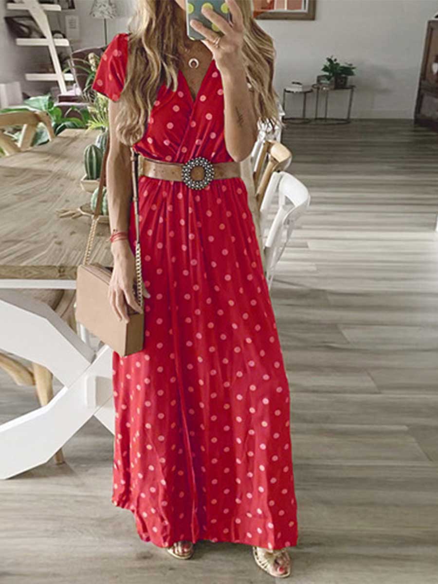 Bellevoga Polka Dot Long Dress