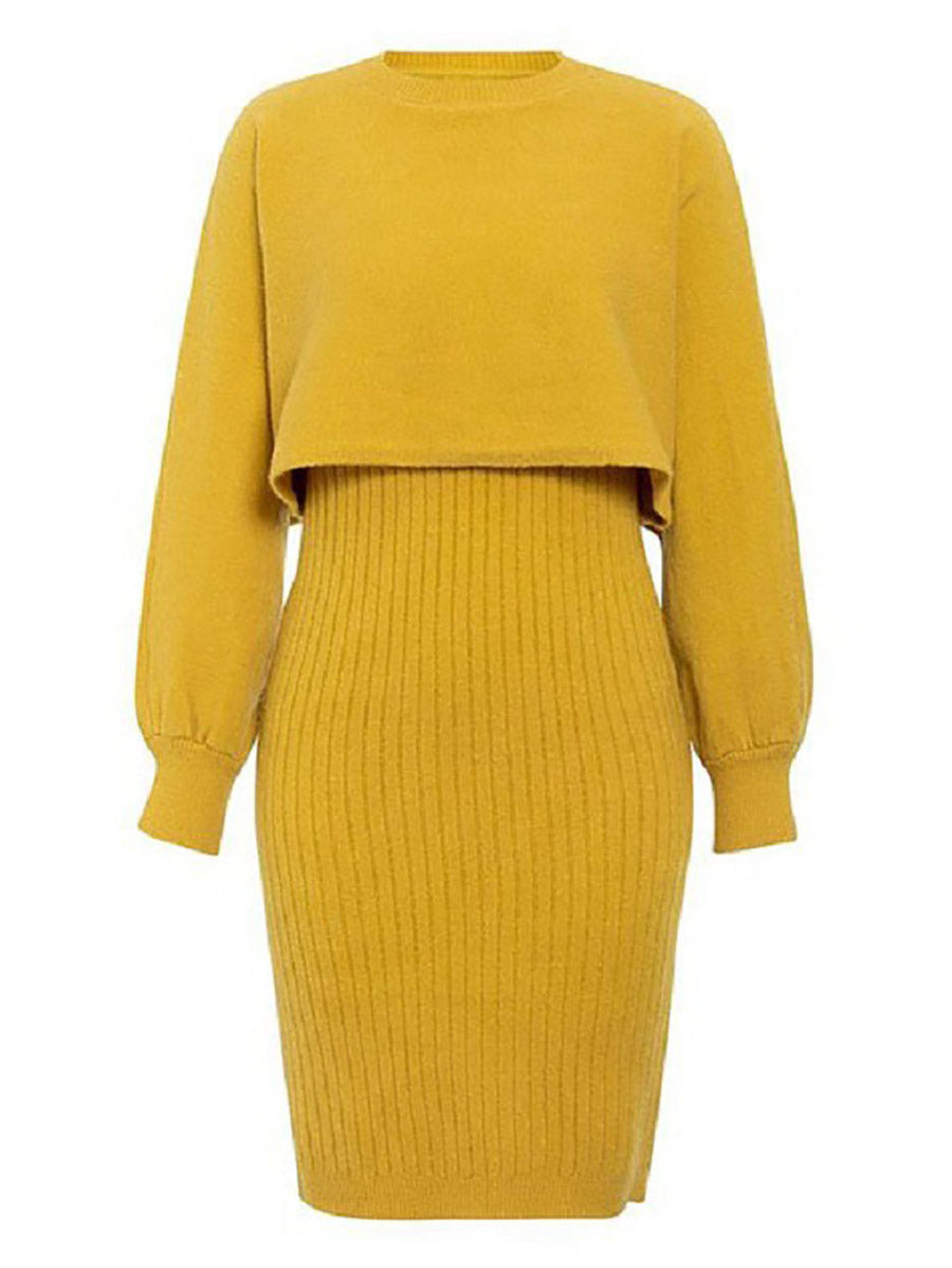 Bellevoga Full Of Surprises Ribbed Knit Midi Dress