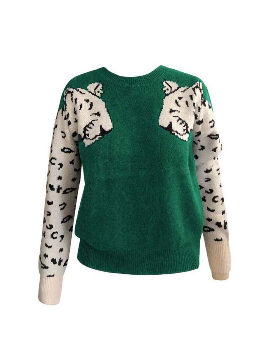 Bellevoga Snow Leopard Knit Sweater