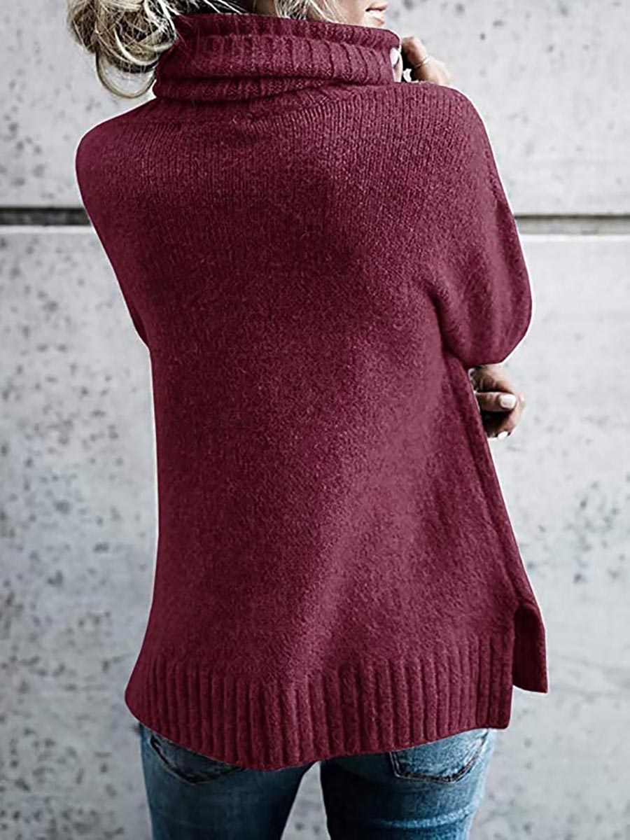 Bellevoga Solid Color Turtleneck Long Sleeve Sweater(6 colors)