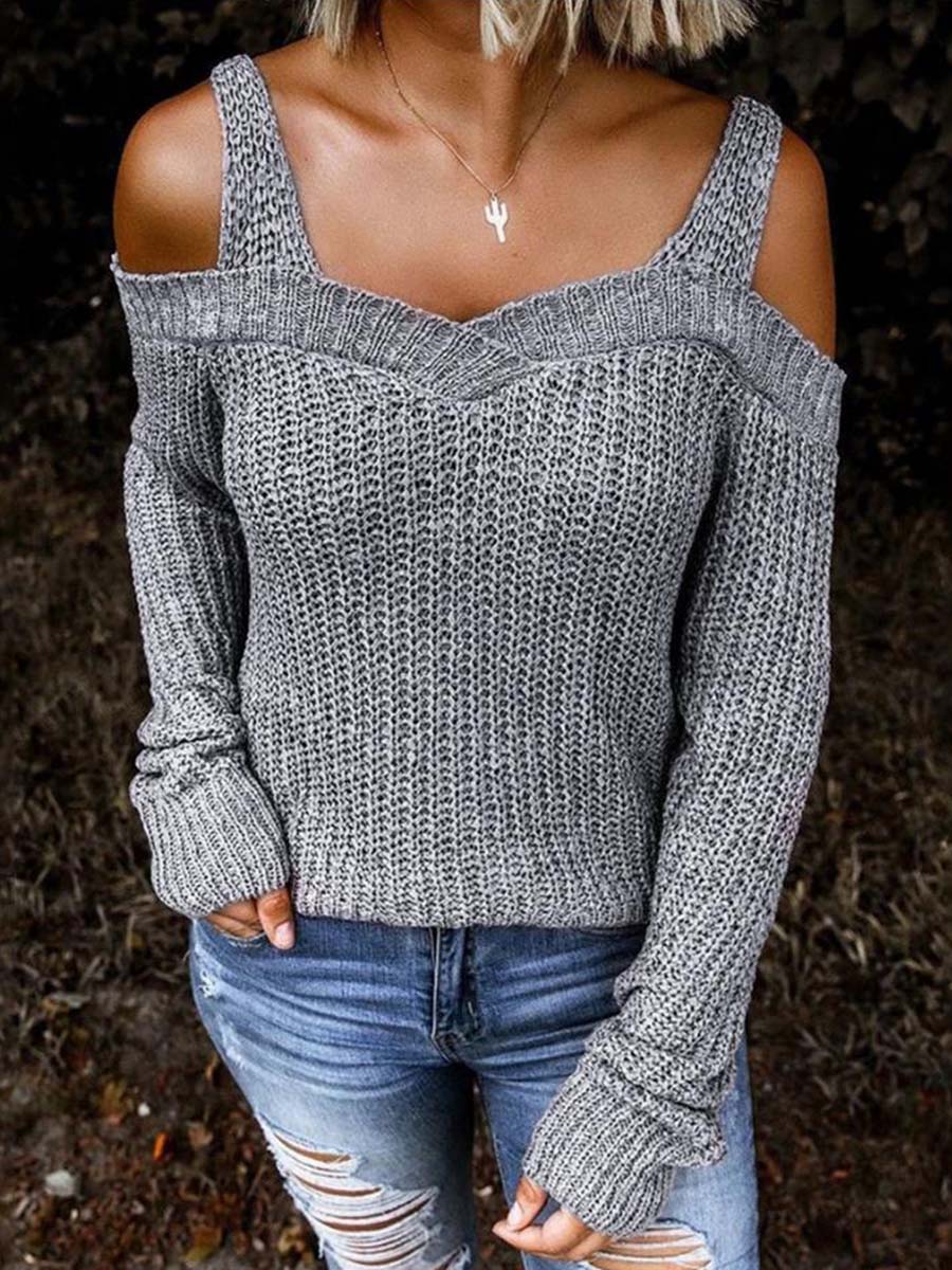 Bellevoga off-Shoulder Knitted Sweater