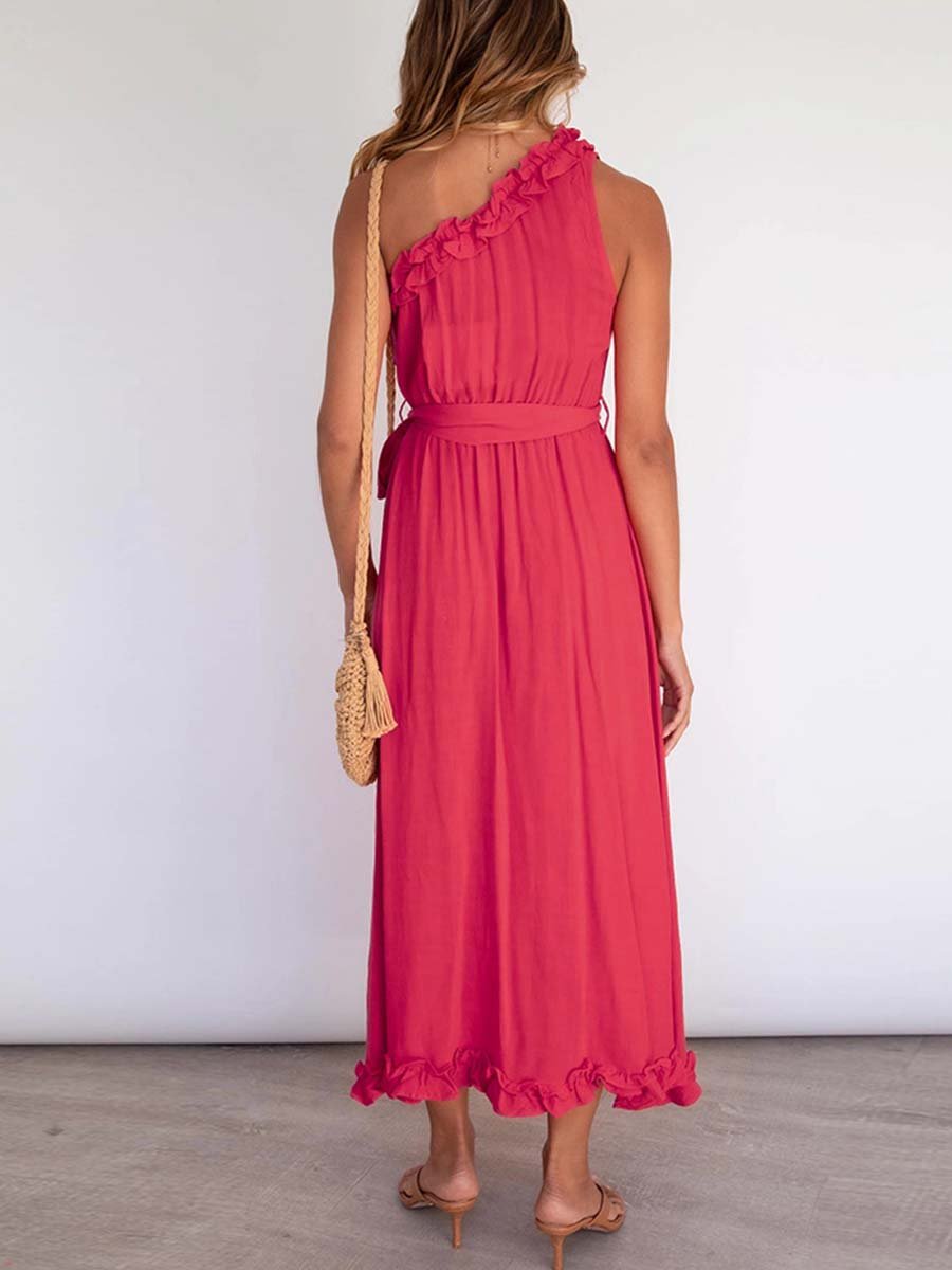 Bellevoga Ruffle One-Shoulder Dress