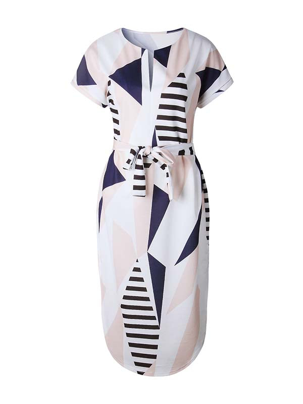 Bellevoga Trendy Printed Asymmetrical Dress