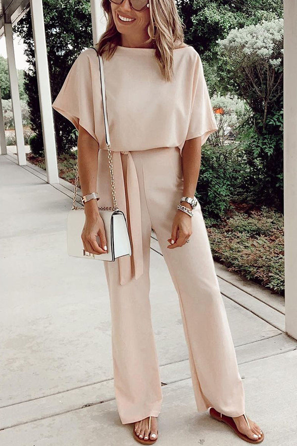 Bellevoga Spring Scene Tie Loose Jumpsuit