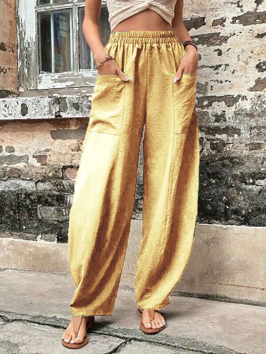 Bellevoga Solid Color Pocket Casual Pants (11 Colors)