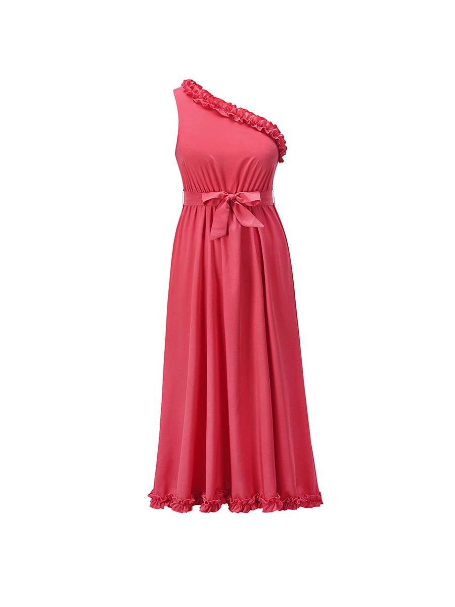 Bellevoga Ruffle One-Shoulder Dress