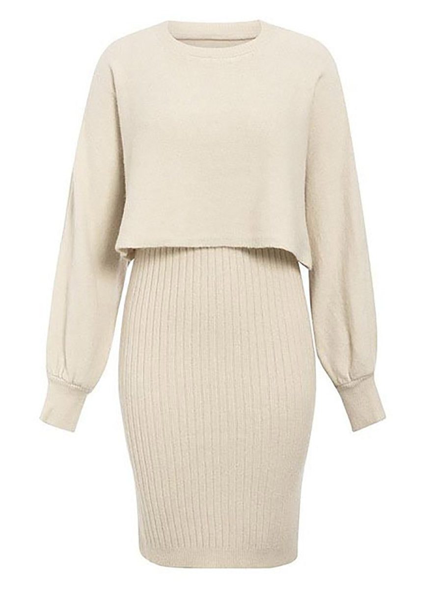 Bellevoga Full Of Surprises Ribbed Knit Midi Dress