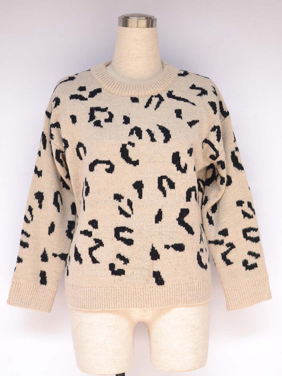 Bellevoga Leopard Printed Knit Sweater