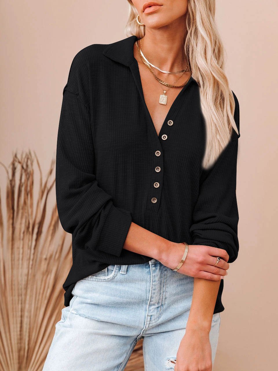 Bellevoga Button Down Casual Top