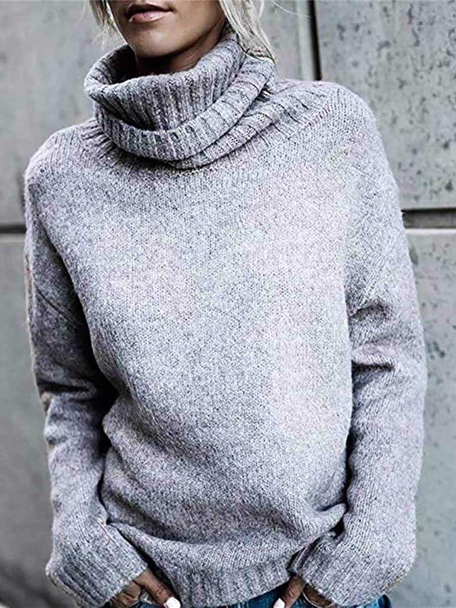 Bellevoga Solid Color Turtleneck Long Sleeve Sweater(6 colors)