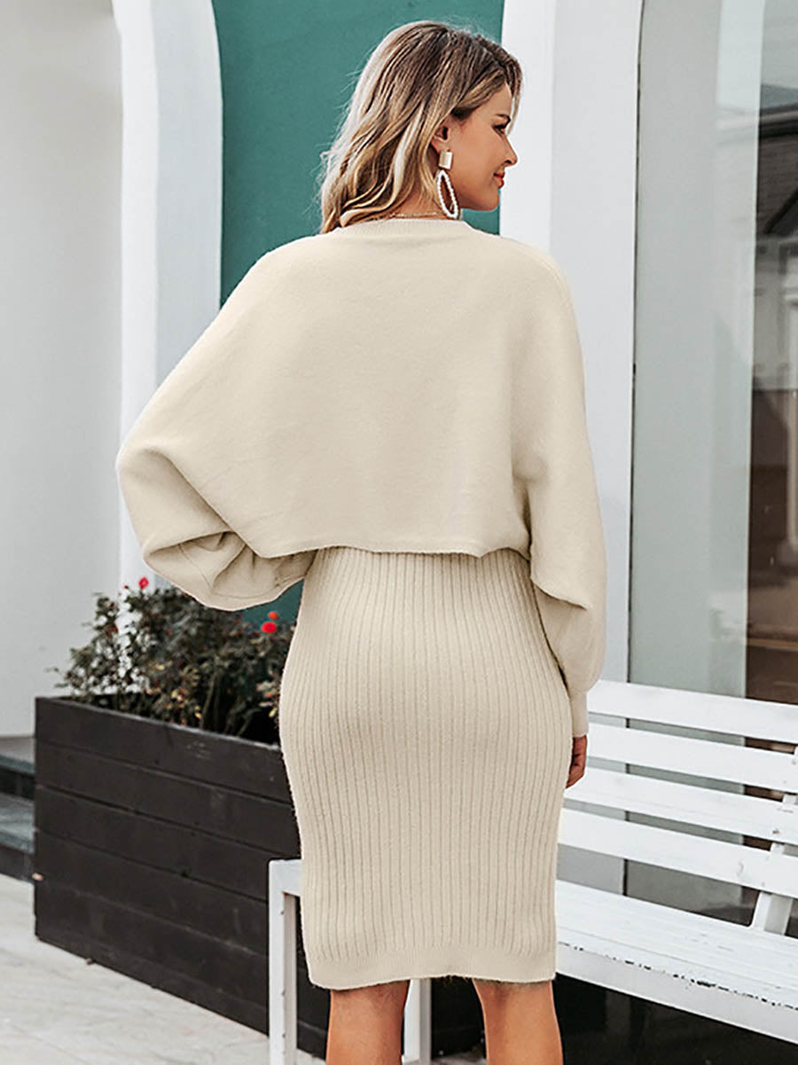 Bellevoga Full Of Surprises Ribbed Knit Midi Dress