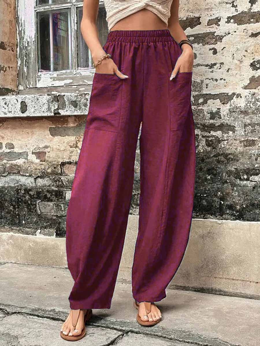 Bellevoga Solid Color Pocket Casual Pants (11 Colors)