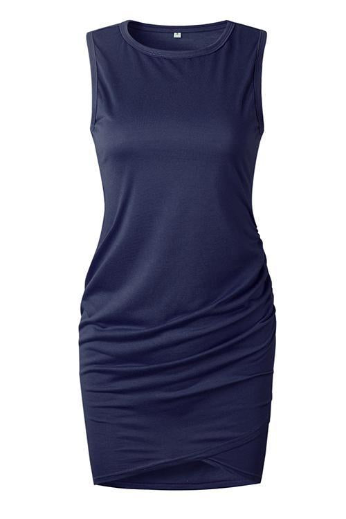 Bellevoga Asymmetry Ruched Sheath Mini Dress（7 colors）