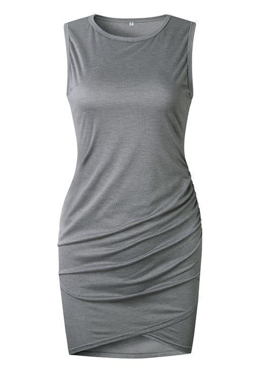 Bellevoga Asymmetry Ruched Sheath Mini Dress（7 colors）