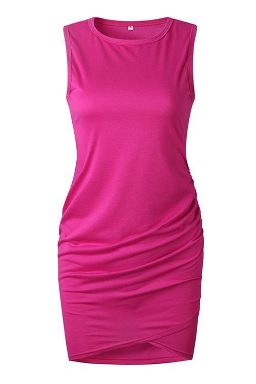 Bellevoga Asymmetry Ruched Sheath Mini Dress（7 colors）