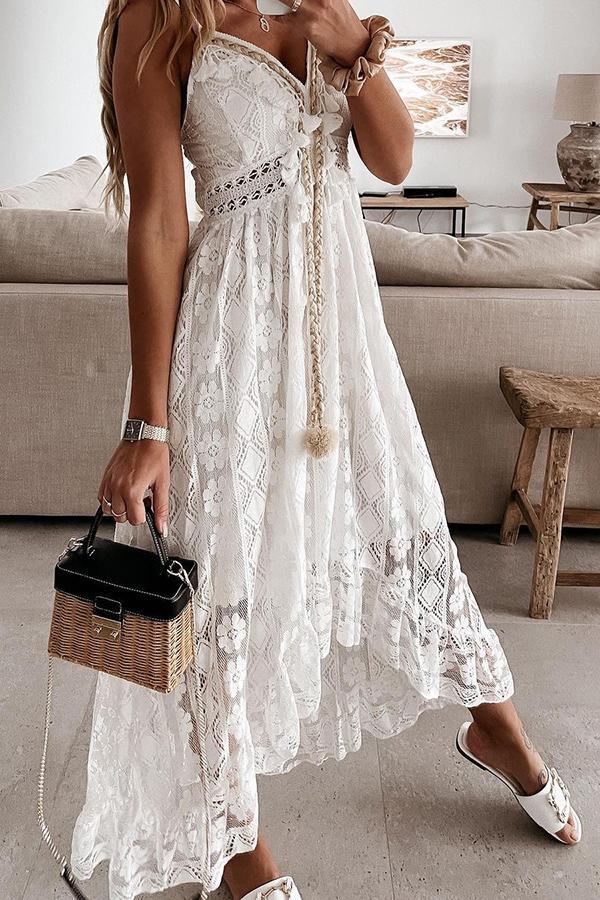 Bellevoga Crochet Fringe Lace Dress