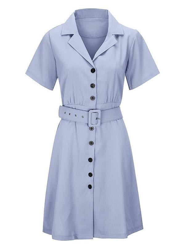 Bellevoga V-Neck Button Shirt Dress