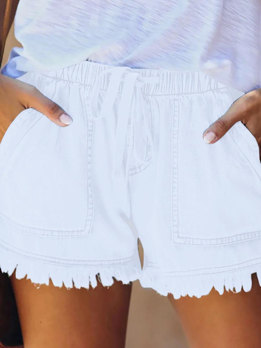 Bellevoga Adjustable Tassel Pocket Shorts