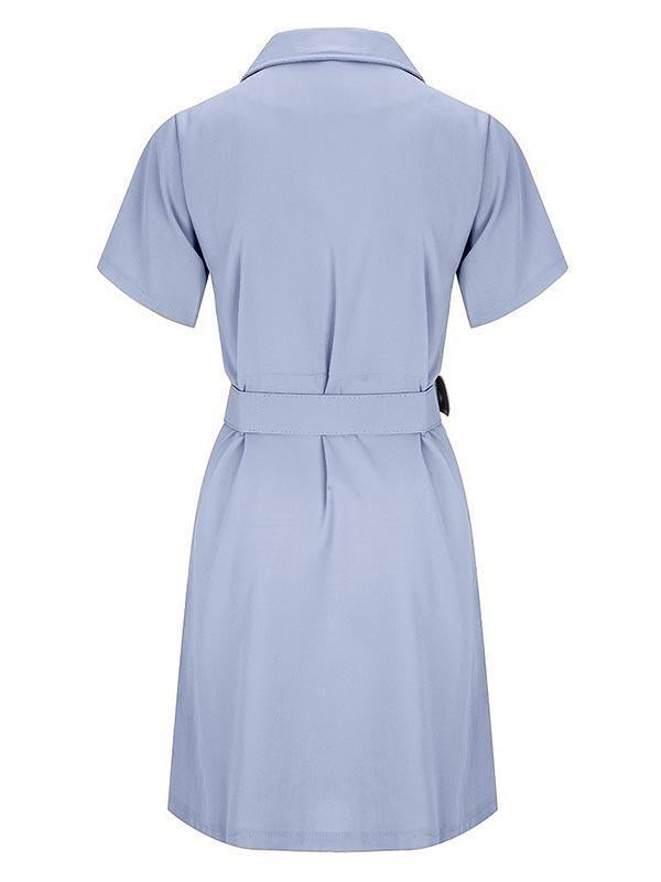 Bellevoga V-Neck Button Shirt Dress