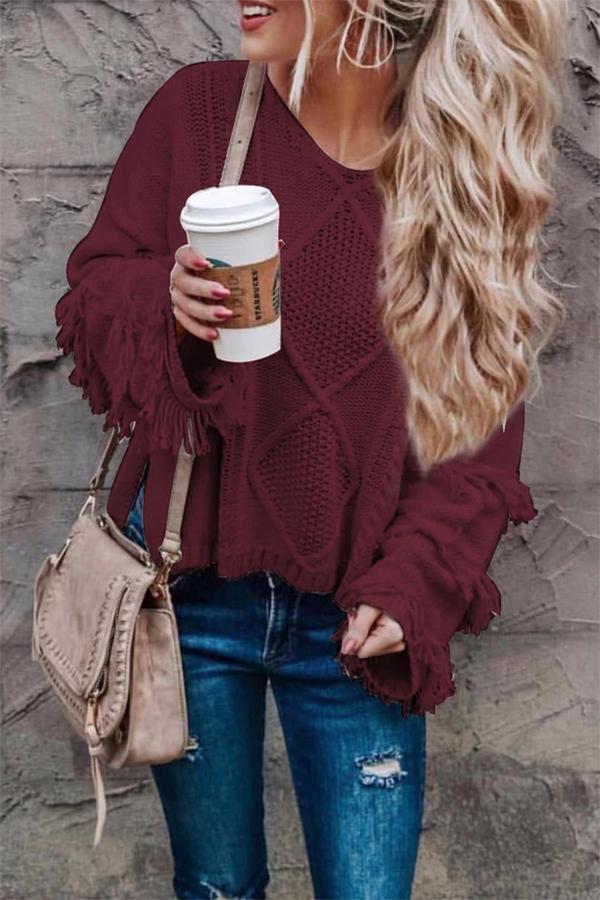 Long Sleeve Tassel Loose Sweater