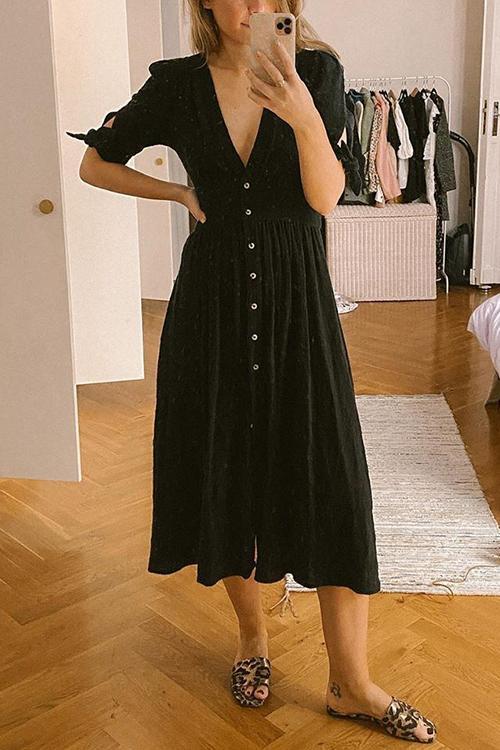 Bellevoga Button Knot Sleeve Dress