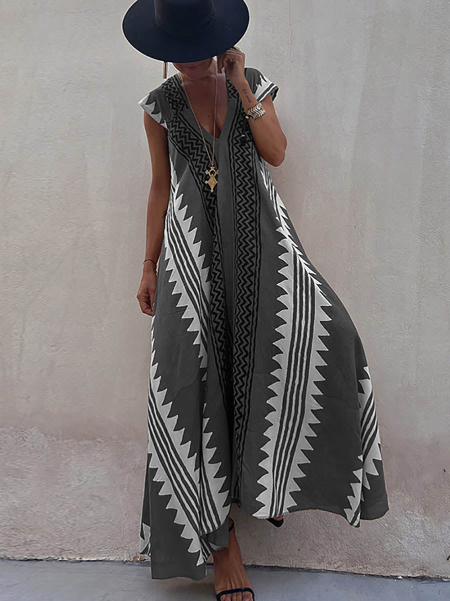 Beach Dates Ethnic Print A-line Maxi Dress