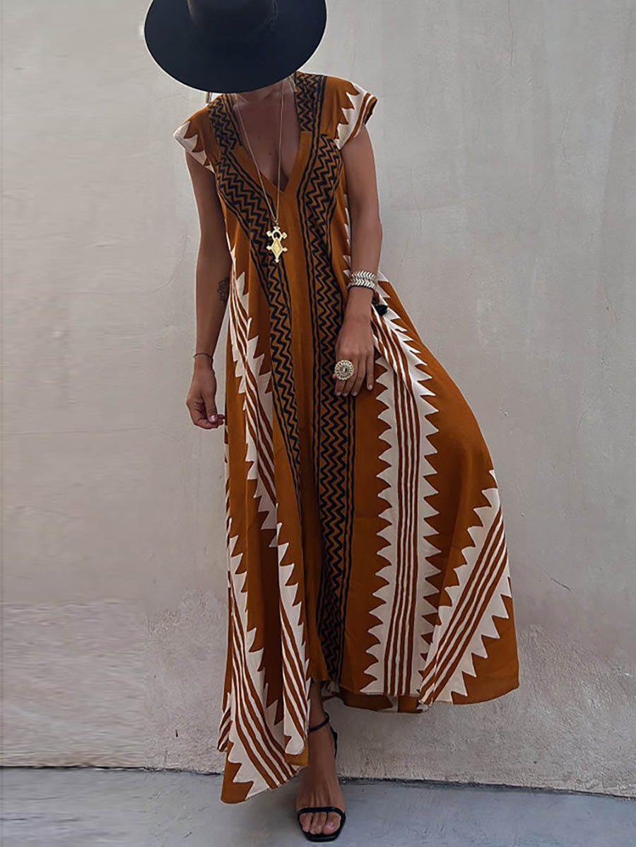 Beach Dates Ethnic Print A-line Maxi Dress