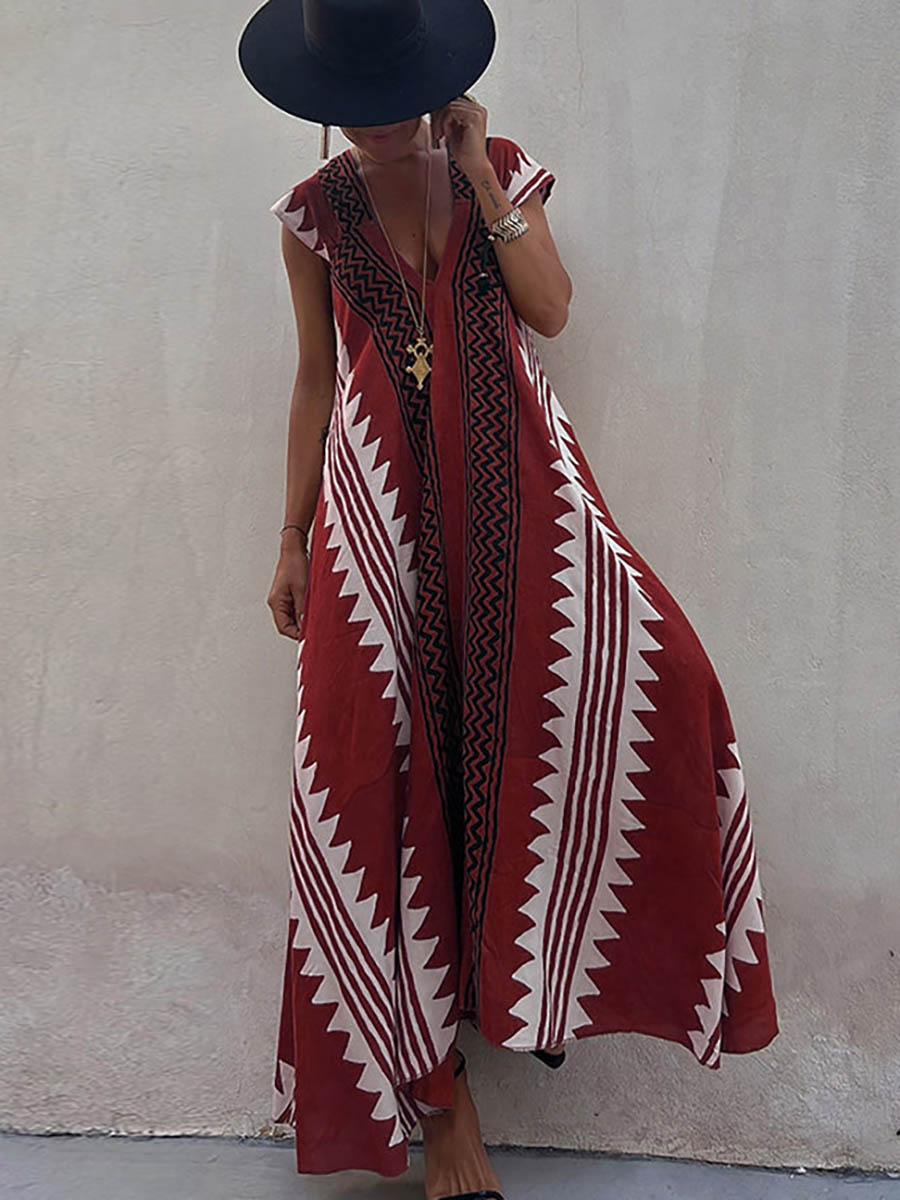 Beach Dates Ethnic Print A-line Maxi Dress