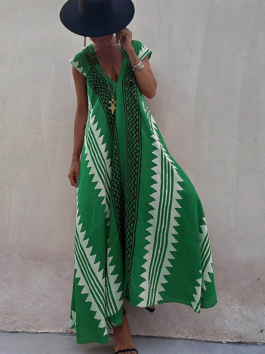 Beach Dates Ethnic Print A-line Maxi Dress