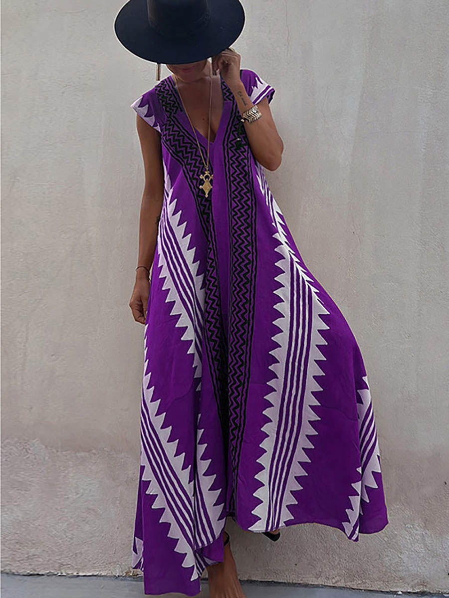 Beach Dates Ethnic Print A-line Maxi Dress