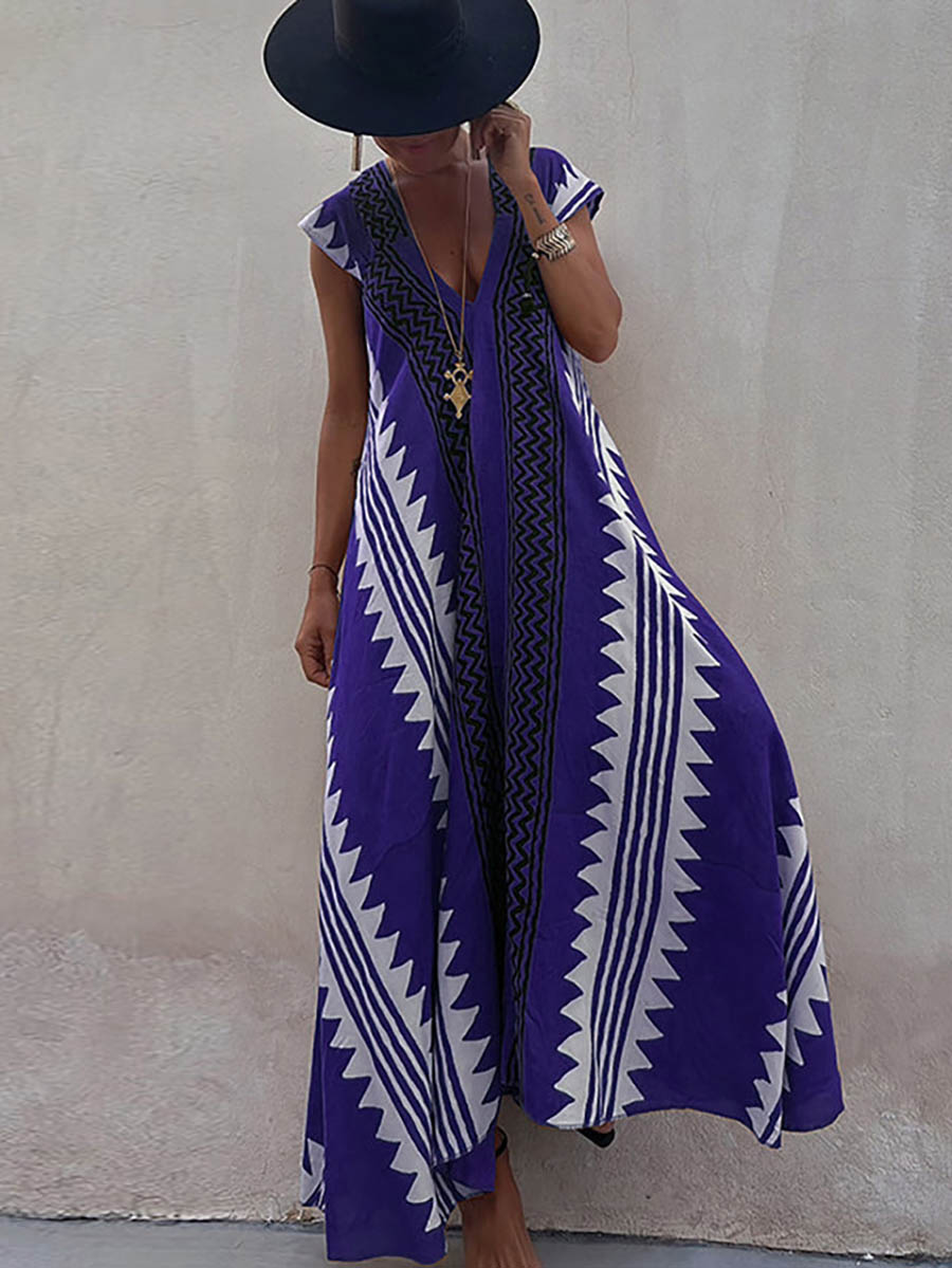 Beach Dates Ethnic Print A-line Maxi Dress