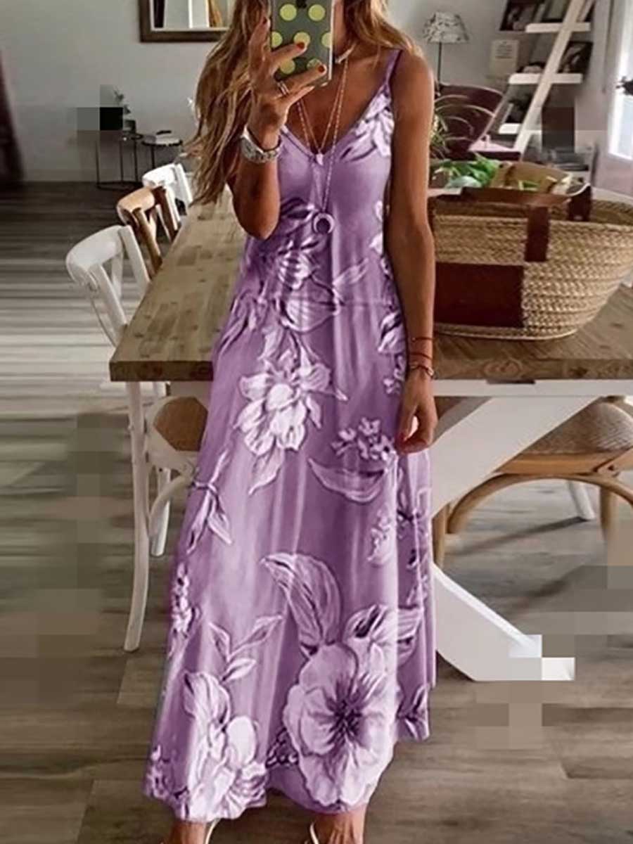 Bellevoga Slim Long Floral Halter Dress