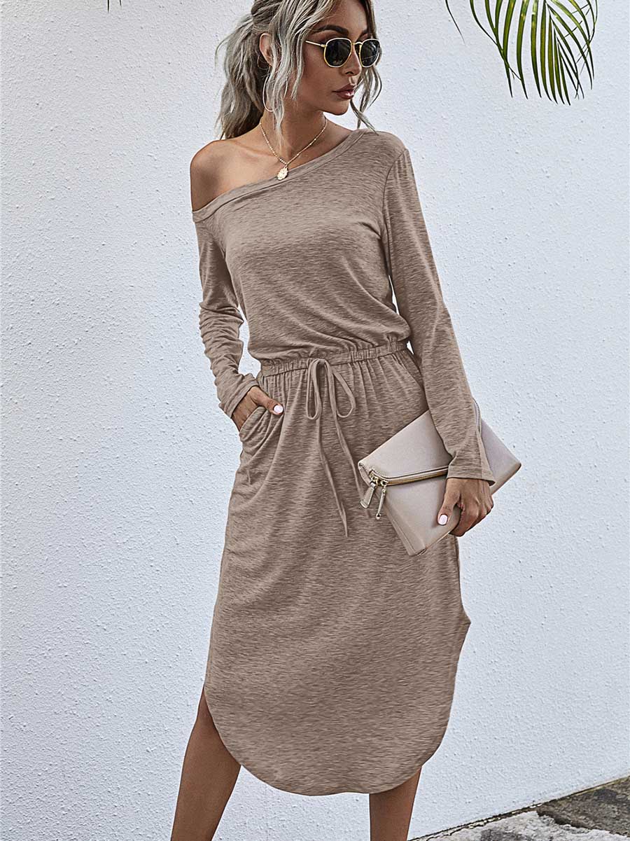 Bellevoga Strapless Long Sleeve Split Dress