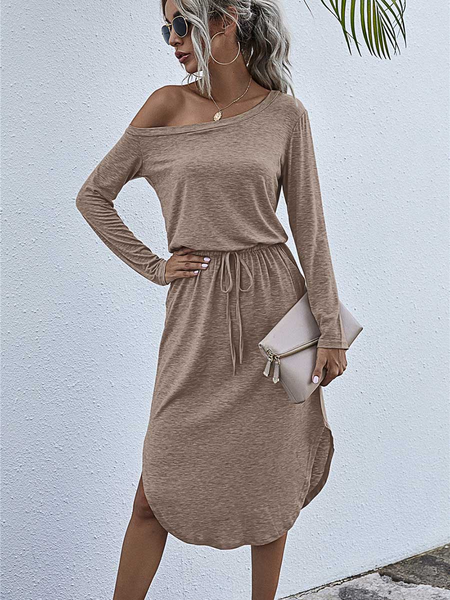 Bellevoga Strapless Long Sleeve Split Dress