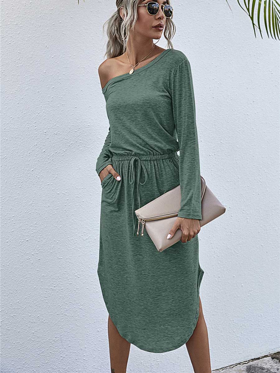 Bellevoga Strapless Long Sleeve Split Dress