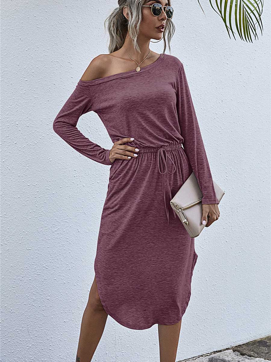 Bellevoga Strapless Long Sleeve Split Dress