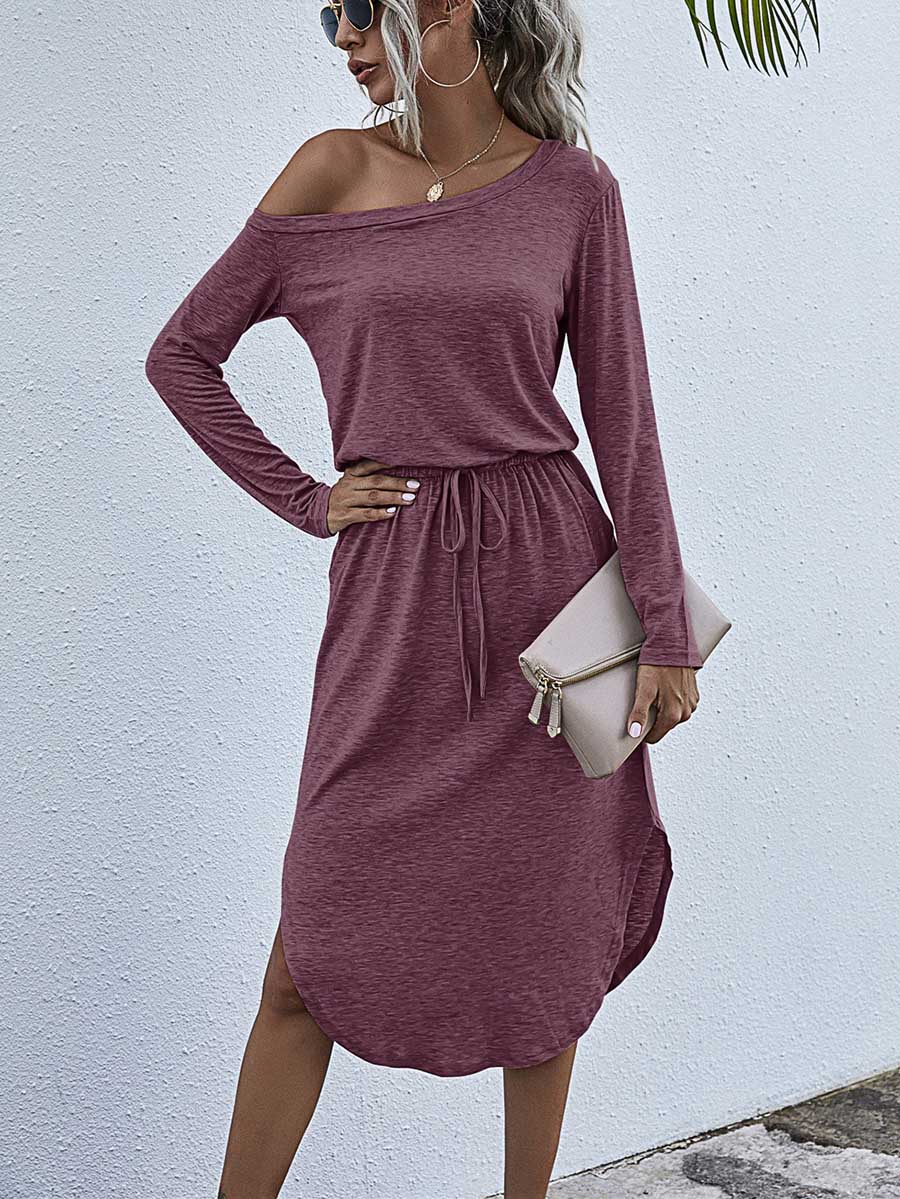 Bellevoga Strapless Long Sleeve Split Dress