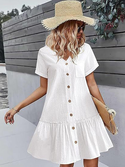 Single-Breasted Loose Fit Dress