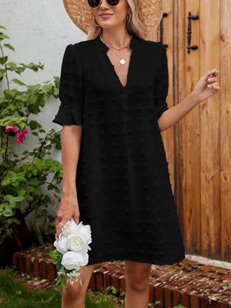 Jacquard V-Neck Loose Dress