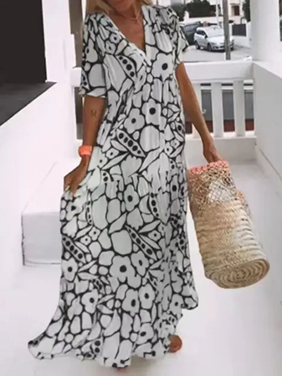 Printed V-neck Dress (Summer 2025)