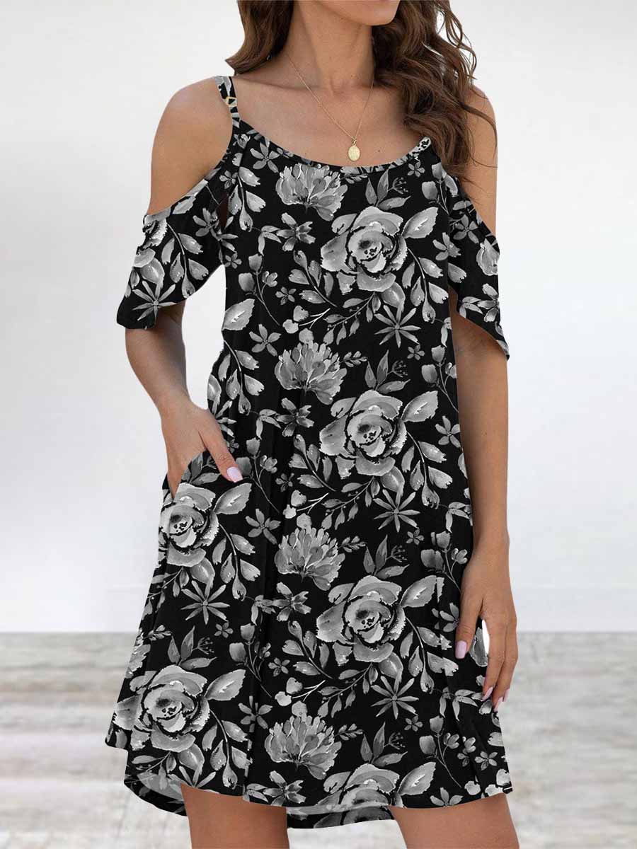 Bellevoga Elegant Print Flounce O Neck Dresses(11 Colors)