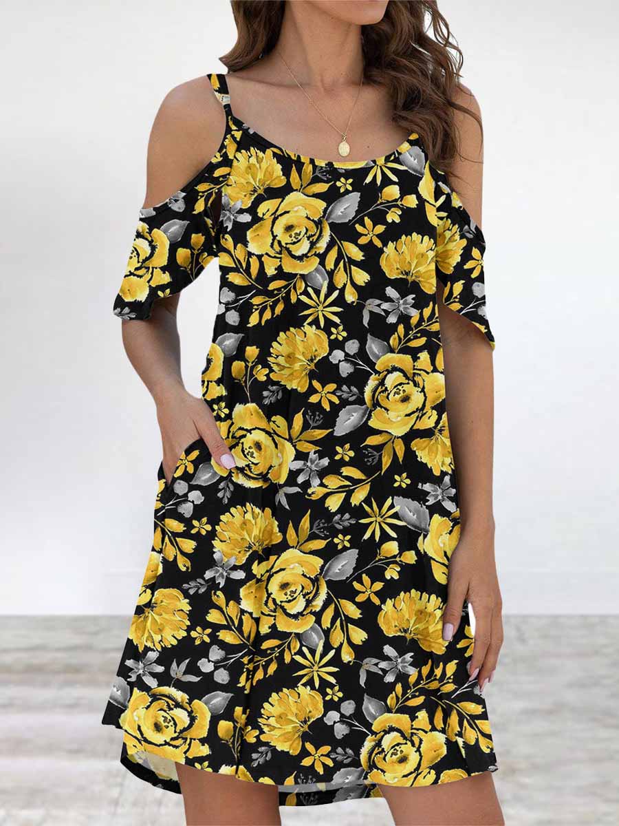 Bellevoga Elegant Print Flounce O Neck Dresses(11 Colors)