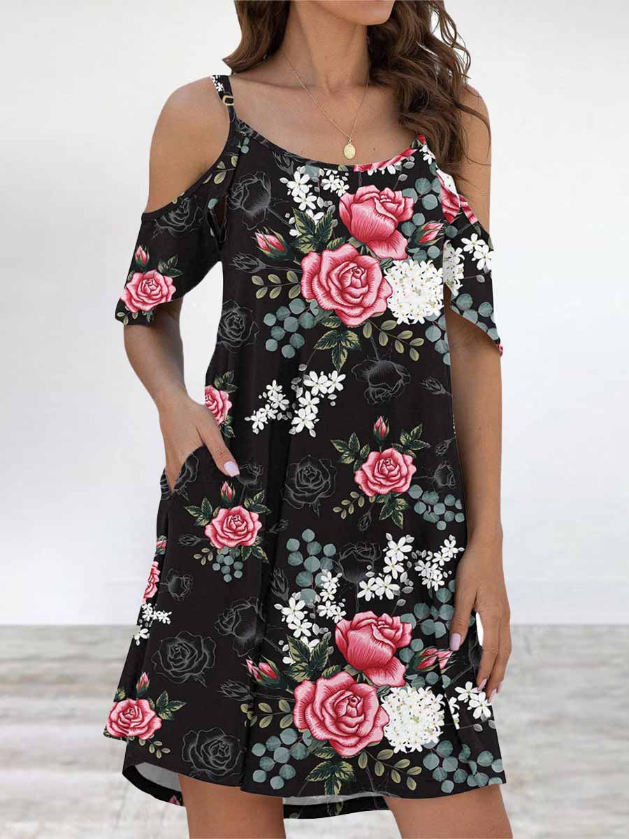 Bellevoga Elegant Print Flounce O Neck Dresses(11 Colors)