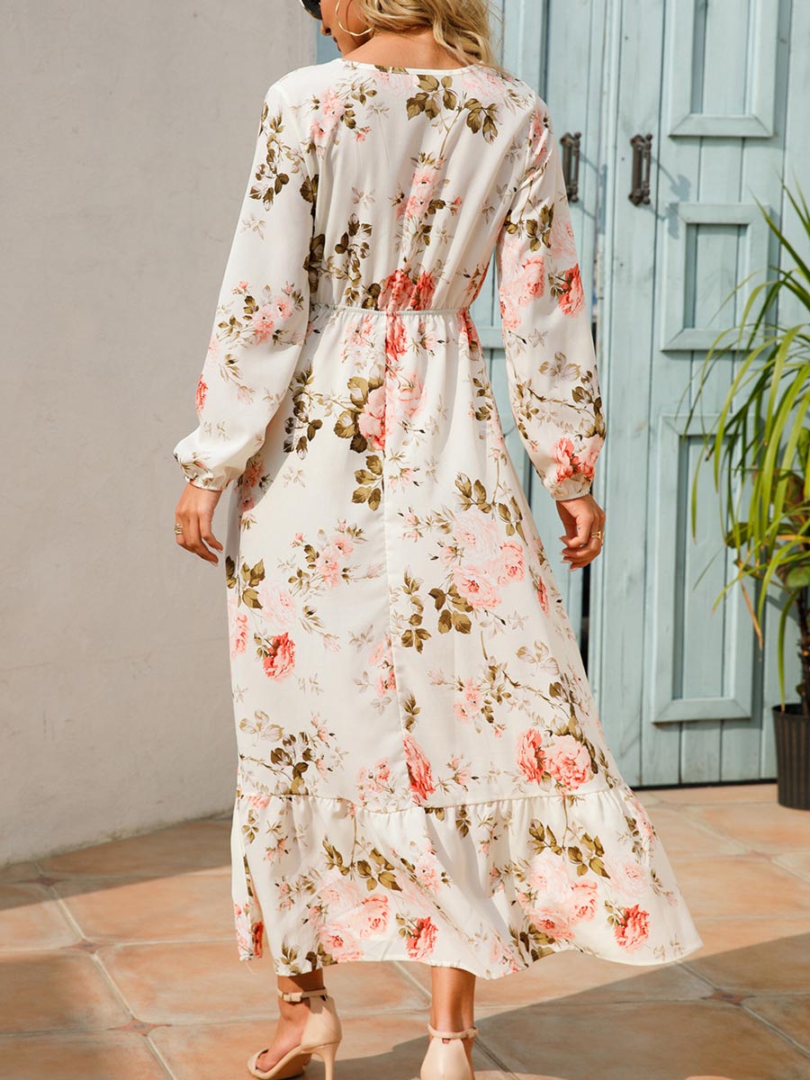 Bellevoga Floral Print Casual Long Dresses