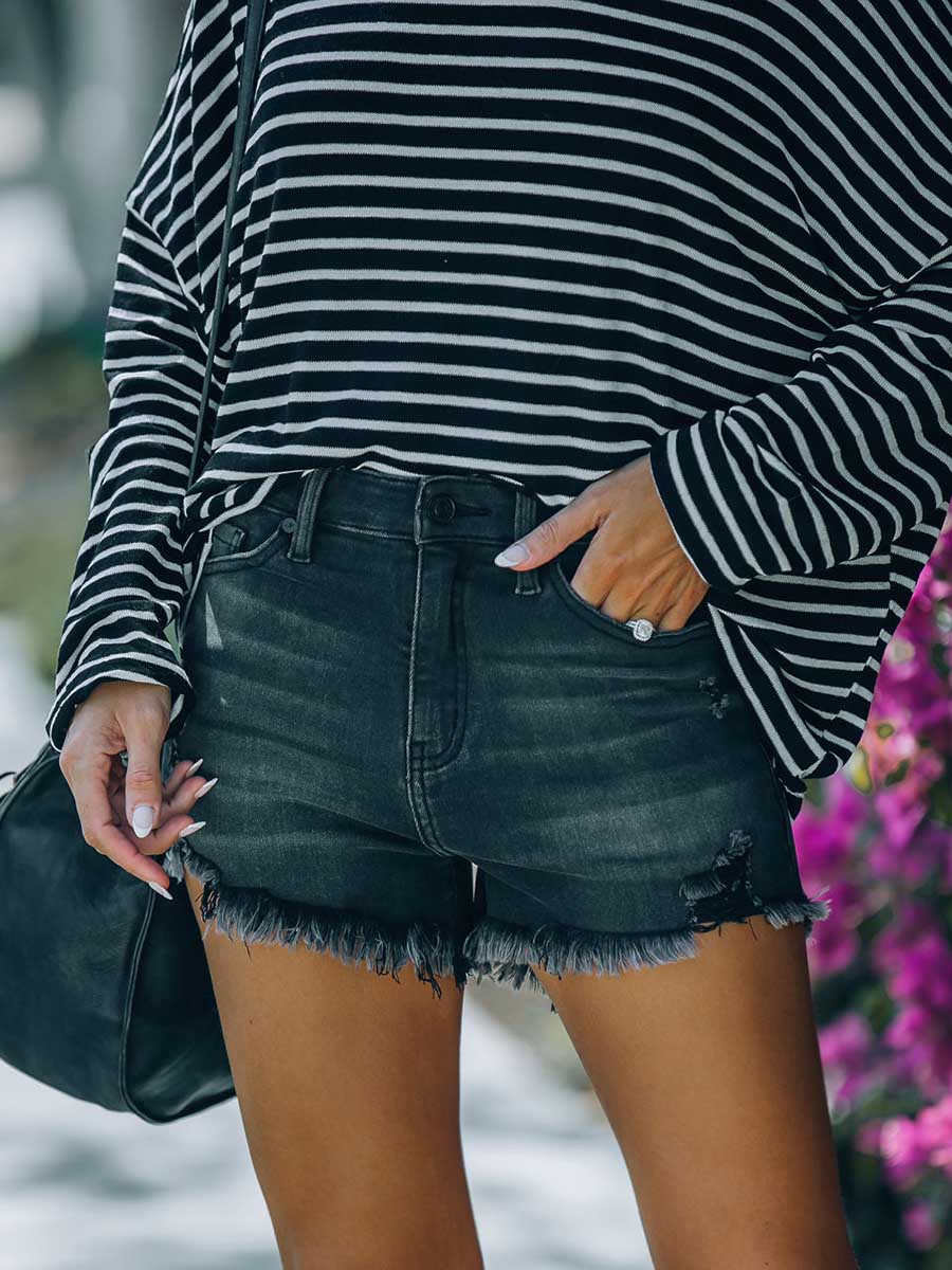 Bellevoga Eternity High Rise Distressed Shorts