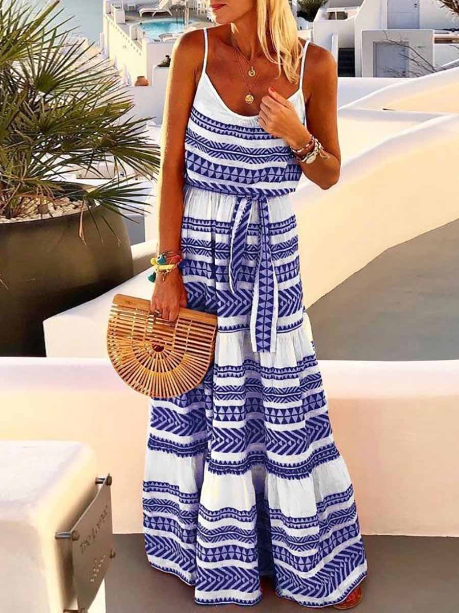 Bellevoga Geometric Printed Maxi Dress (2 Colors)