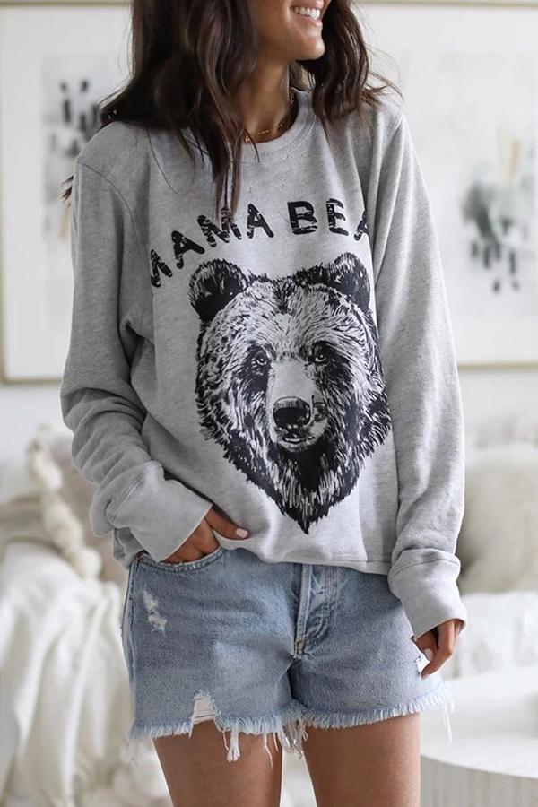 Bellevoga Stylish Animal Print Round Neck Sweatshirt