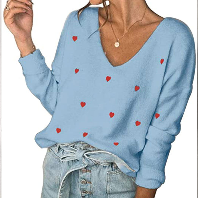 Bellevoga Love Polka Dot V-Neck Sweater