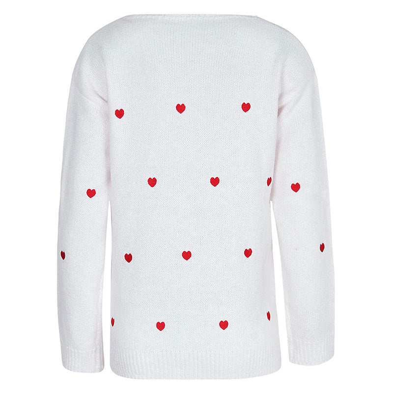 Bellevoga Love Polka Dot V-Neck Sweater